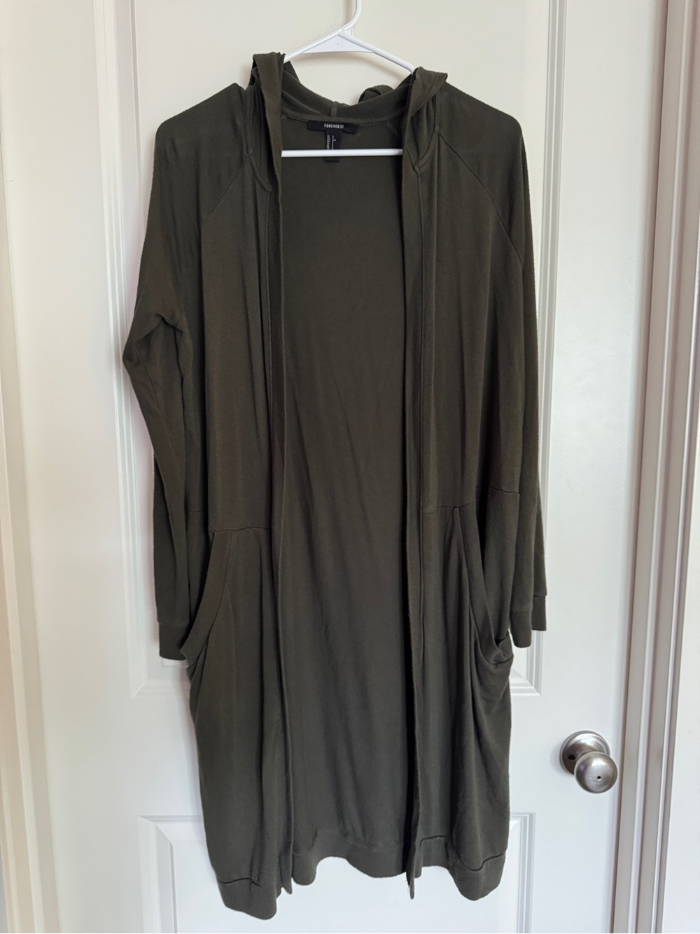 Forever 21 Olive Green Long Maxi Duster Cardigan S